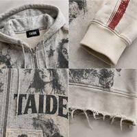Sweat à capuche en molleton TaiDe OEM ODM 500GSM, imprimé graphique intégral, graffiti chromé, surdimensionné, sur mesure, streetwear pour hommes