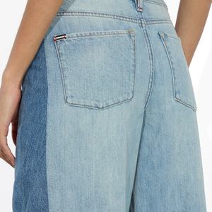 กางเกงยีนส์เอวสูงทรงหลวมขาบานสำหรับผู้หญิง ผ้าเดนิมสีพื้น สไตล์สตรีทแวร์ ผ้าฝ้ายทรงหลวม - Product Image 3