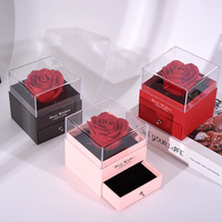 Boîte à bijoux Haomi de haute qualité, design rouge à lèvres et roses, pour la Saint-Valentin, boîte à collier et à bague à fleurs éternelles pour cadeau