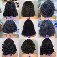 Perruques Sans Colle en Cheveux Humains Double Épais 13x4 Lace Frontale, Perruque Courte Bob 5x7 Closure Cheveux Humains Tressés Frisés Kinky