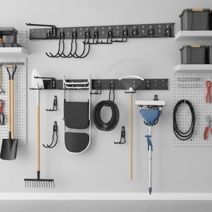 Crochets de <span class=keywords><strong>garage</strong></span> JH-Mech, supports pour outils de jardinage, panier de rangement, système de rangement mural pour outils de jardin - Product Image 1