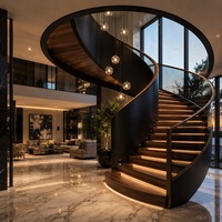 Escalier en arc sur mesure pour villa, design personnalisé, avec marches en marbre