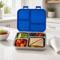 Boîte à lunch bento en acier inoxydable 304 S004-3 avec couvercle transparent convexe en Tritan, personnalisable OEM ODM, vente en gros pour les chaînes de magasins de détail