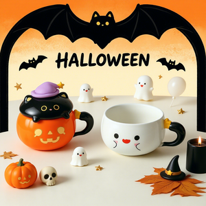 Taza con estampado <span class=keywords><strong>de</strong></span> dibujos animados <span class=keywords><strong>de</strong></span> gatos <span class=keywords><strong>de</strong></span> Halloween, taza <span class=keywords><strong>de</strong></span> cerámica con tapa, botella <span class=keywords><strong>de</strong></span> agua para mujer, taza para café y desayuno, regalo <span class=keywords><strong>de</strong></span> cumpleaños - Product Image 3