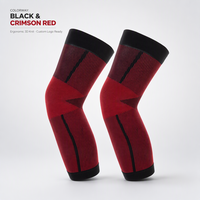 Manchon de compression long pour le genou, personnalisable avec logo, rouge et noir, pour le sport (course, basketball et fitness) - Vente en gros pour Noël