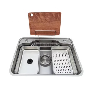<span class=keywords><strong>Évier</strong></span> de cuisine intelligent populaire, grand <span class=keywords><strong>évier</strong></span> simple en nano noir, <span class=keywords><strong>80</strong></span> litres, SUS304, multifonctionnel, design japonais et coréen avec accessoires - Product Image 6