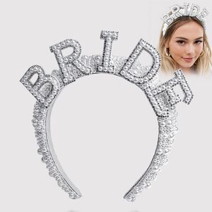 Diadema de Perlas Hua Liyu para Novia, Corona con Letras para Fiesta de Bodas, Accesorio para el Cabello de Novia, Estilo Fresco y Dulce - Product Image 1