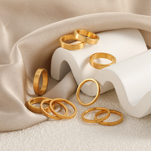 Bagues Signet Personnalisables en Acier Inoxydable Plaqué Or, Simples et Tendance, pour Femme - Product Image 3