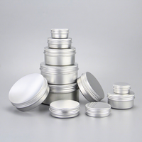 Pots ronds en aluminium argenté avec couvercle à vis, de 10g à 250g, vides, pour cosmétiques, crèmes, onguents et baumes à lèvres