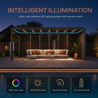 Pergola motorisée en aluminium avec panneaux amovibles, imperméable et résistante au vent, pour balcon et espace extérieur, utilisable toute l'année