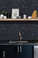 Carrelage hexagonal noir 2 "Mosaïque en pierre naturelle en marbre Nero Marquina pour revêtement de sol et carrelage mural