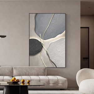Pintura al Óleo Abstracta Minimalista Moderna sobre Lienzo con Marco de Aluminio Rectangular, Arte de Pared para Recibidor, Sala de Estar - Product Image 4