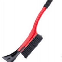 Dégivreur de voiture ergonomique à manche courbé MK-S008 54,5 cm, brosse à poils en nylon avec grattoir à glace en ABS, outil de dégivrage pour vitres de véhicule