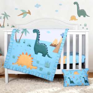 <b>Dinosaur</b> Baby Boys Crib Bedding Sets with Baby Comforter Crib Sheet Pillowcase Nursery Bedding Set - Product Image 1