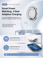 Support de charge magnétique sans fil ultra-rapide 25W pour iPhone Duo 18 17 16 Pro Max 360 °   Support de chargeur sans fil rotatif et pliable