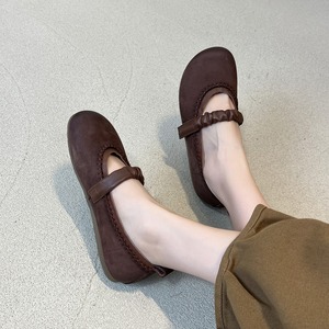 รองเท้าแตะส้นแบนสไตล์เรโทรสำหรับผู้หญิง หนังแท้ แบบแมรี่เจน รุ่นใหม่ ฤดูใบไม้ผลิ/ฤดูร้อน ปี 2026 - Product Image 3