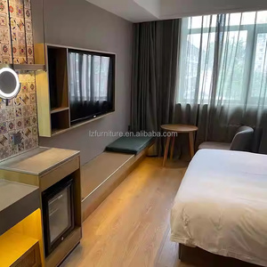 Economical Hotel <b>Bedroom</b> Furniture Modern King Size Bed Frame With Nightstands TV Unit & Side Table Integrated Bathroom <b>Vanity</b> - Product Image 3
