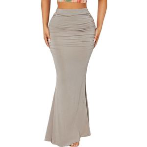 Jupe longue sirène plissée moulante sexy pour femme, nouvelle collection été, tissus de luxe légers, personnalisable OEM, vente en gros - Product Image 6