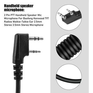 50 unidades de micrófono de mano metálico universal de <span class=keywords><strong>2</strong></span> pines tipo K personalizado para accesorios de walkie-talkie <span class=keywords><strong>HYT</strong></span> Kenwood TYT Quansheng Wouxun - Product Image 3