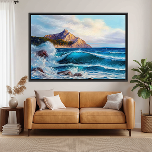 Printed <b>Canvas</b> Artwork: Coastal Mountain View Wall Art,BLACK <b>FRAMED</b> <b>CANVAS</b> - Product Image 3