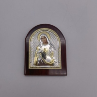 Figurine d'icône orthodoxe dorée de Jésus-Christ et de la Vierge Marie, plaque murale religieuse en aluminium sur panneau MDF pour la maison