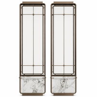 Luxury Bronze Marble Glass Screen Room Divider Sliding Partition Art Deco Style Custom for Hotel Office