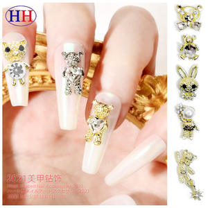 Оптовая продажа, золотые серебряные 3D-подвески для ногтей с плоским камнем - Product Image 3