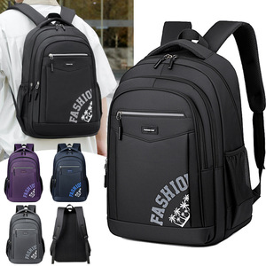 Laptop <b>Backpack</b> Men Large Capacity Water Resistant Business Travel Casual Solid Color With Laptop Compartment Shoulder <b>Straps</b> - Product Image 1