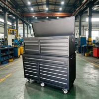Coffre à outils métallique à 18 tiroirs avec roues, chariot de rangement en acier et fer, conception en deux parties, armoire à outils de 56 pouces pour atelier