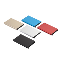 Dompet logam Aluminium pria, dipersonalisasi minimalis ramping pemblokir RFID pemegang kartu kredit fitur Pop-up