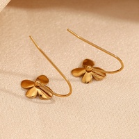Nouvelles boucles d'oreilles pendantes en forme de petite fleur, élégantes et mignonnes, en acier inoxydable plaqué or 18 carats, pour femmes