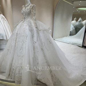 Vestido de Novia Jancember DW0154, Estilo Princesa, Cuello Alto, Lentejuelas, Corte Imperio, para Fiesta Formal o Boda - Product Image 2