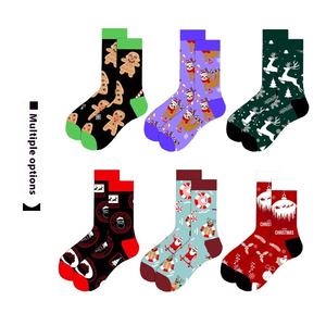 Chaussettes Jacquard de Noël transfrontalières pour hommes et femmes en coton peigné hauteur d'équipage Design de dessin animé décontracté pour le festival - Product Image 3
