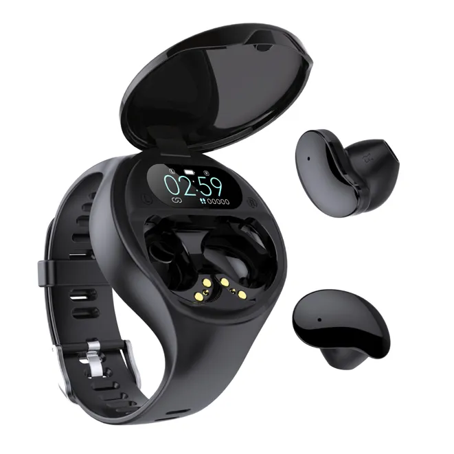 2020 नव आगमन वायरलेस Earbuds बीटी ईरफ़ोन दो में एक स्मार्ट घड़ी TWS बहु कार्यों के साथ ईरफ़ोन