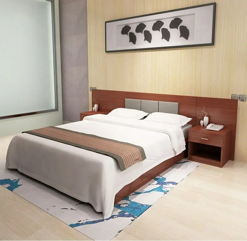 سرير كبير بسعر جيد من مصنع فوشان، سرير فاخر بنمط شمال أوروبي منجد ناعم بإطار كبير، أثاث سرير للفنادق