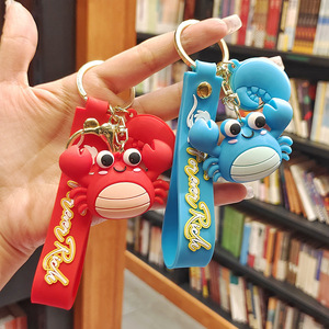 พวงกุญแจ PVC 3 มิติ รูปปู/กุ้งล็อบสเตอร์ น่ารัก ของตกแต่งรถยนต์ ของที่ระลึกตู้ปลาขนาดเล็ก สำหรับแขวนในรถ ของขวัญพวงกุญแจ - Product Image 3