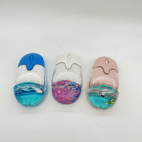 Souris de bureau créative en plastique, ornements, cadeaux, souris liquide intelligente sans fil avec animaux flottants variés