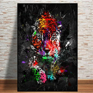 Pinturas modernas de animales acuarela abstracta Graffiti León lienzo arte e impresiones colorido Tigre pintura de pared personalizada - Product Image 5