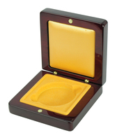 Boîte à médailles en bois, boîte à capsules pour pièces de monnaie, design personnalisé, vente en gros, 1 pièce/boîte cadeau, bois MDF, collection carrée, vernis brillant