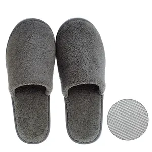 Personalized Custom Premium Coral Fleece Plain 5 Star Hotel Room Spa Travel Disposable Guest Slippers With Logo