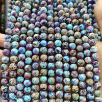 Perles en jaspe impérial bleu-violet teintées naturellement en gros, perles en jaspe aqua-terre pour la fabrication de bracelets 6mm 8mm