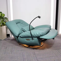Fauteuil inclinable multifonctionnel moderne en cuir microfibre, pivotant, à bascule, pour salon, avec fonction de massage manuelle