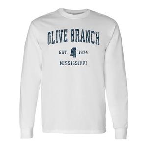 T-shirt a maniche lunghe con stampa Olive Branch Mississippi Vintage Sports Navy - Product Image 1