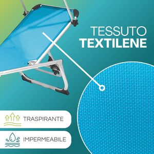 Lettino Prendisole in Alluminio Blu con Tettoia Parasole 190x60x80 Cm, Carico Massimo 120 Kg, Sedia Relax da Esterno - Product Image 3