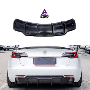 KXY V Style Carbon Fiber Rear <strong>Diffuser</strong> for Tesla <strong>Model</strong> <strong>3</strong>&amp;y Rear Bumper Lip - Product Image 1