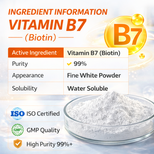 Vitamina B7 Biotina Grado USP EP 99% Min CAS 58-85-5 Certificata Halal Kosher Additivo Alimentare Huge Roc - Product Image 1