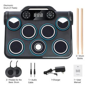 Tambour à main d'entraînement pour enfants, basse, <span class=keywords><strong>cymbale</strong></span>, instrument de musique, kit de percussion, coussin de caisse claire électrique, ensemble de <span class=keywords><strong>batterie</strong></span> électronique - Product Image 3