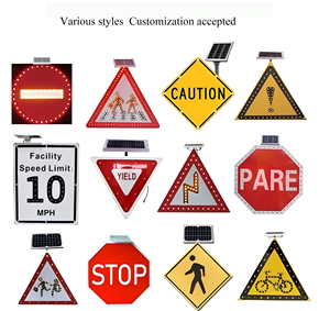 Letreros de ciudad LED solares personalizados de fábrica, tablero de entrada de prohibición, letreros de construcción LED solares, señales de advertencia de tráfico - Product Image 5