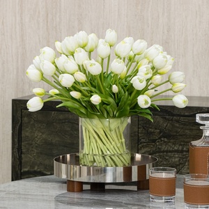 Flor de <span class=keywords><strong>Tulip</strong></span>án Artificial Beige Hecha a Mano al por Mayor, 400x400x380mm, para Arreglos Florales de Boda y Día de San Valentín - Product Image 2