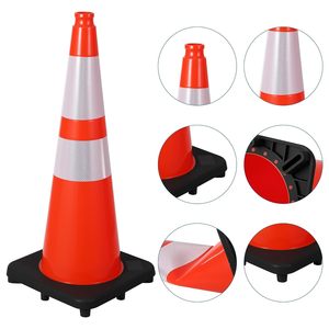 Cônes de signalisation CITICITY de 28 pouces avec base lestée - Cônes de sécurité en PVC orange pour la construction, les parkings, les allées - Product Image 2